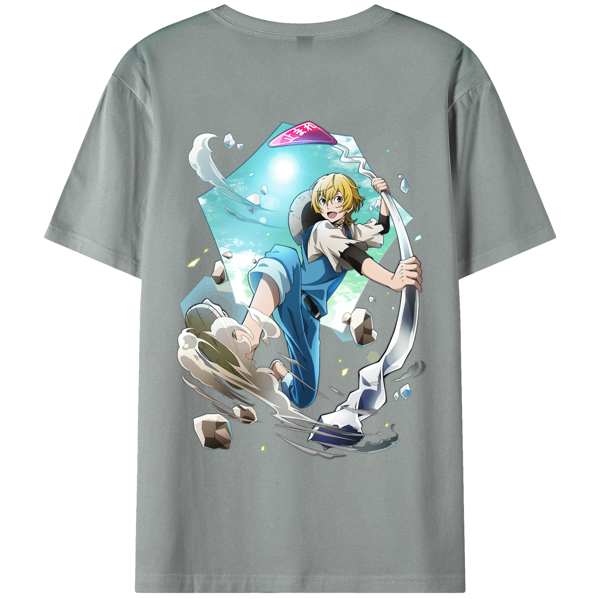 （画像用） 文豪ストレイドッグス Bungo Stray Dogs 綿100％ メンズ半袖Tシャツ（バックプリント） 通気性